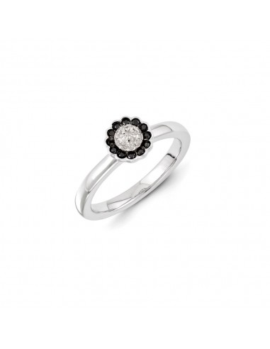 Sterling Silver Rhodium Plated Blk & Wte Diamond Round Stackable Ring  | QSK1072 de votre