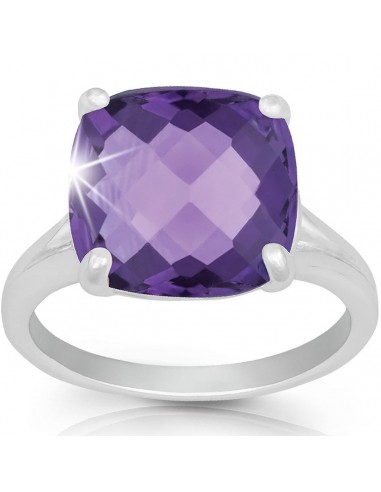 Classic Women's Silver Four Prong Amethyst Ring - W-9932 en linge