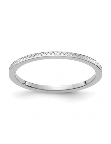 10K White Gold 1.2mm Criss-Cross Pattern Stackable Band | 1STK20-120W est présent 