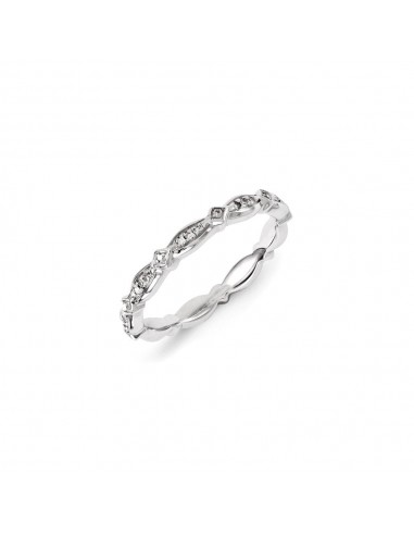 Sterling Silver Rhodium Plated Diamond Stackable Ring | QSK1070 pas cher 