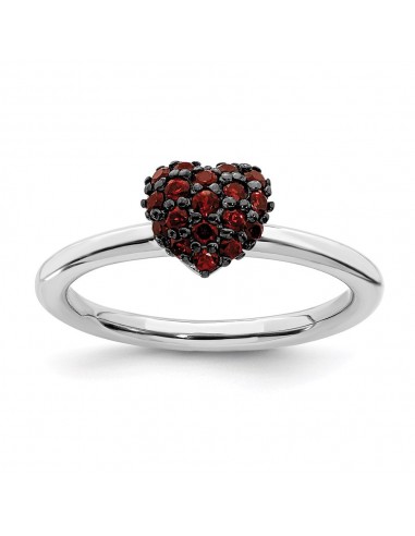 Sterling Silver Garnet Stackable Expressions Heart Ring | QSK1826 Vous souhaitez 