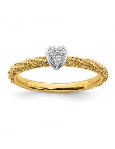 Sterling Silver Diamond Stackable Expressions Yellow Gold Plated Heart Ring | QSK1829 Amélioration de cerveau avec