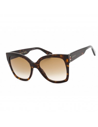 Gucci Unisex Sunglasses - Havana Gold Plastic Cat Eye Full Rim Frame | GG0459S 002 brillant des détails fins