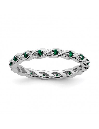 Sterling Silver Stackable Expressions Created Emerald Ring | QSK1474 Faites des économies