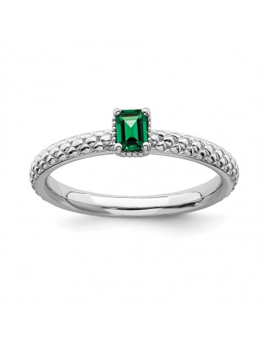 Sterling Silver Stackable Expressions Created Emerald Single Stone Ring | QSK1580 des créatures d'habitude