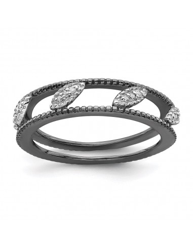 Sterling Silver Stackable Expressions Ruthenium-plated Diamond Jacket Ring | QSK1598 de France