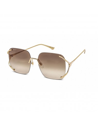 Gucci Women's Sunglasses - Gold Metal Oversized Rimless Frame Brown Lens | GG0646S 002 soldes