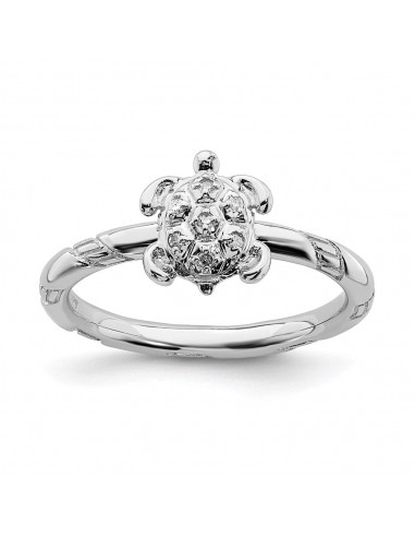 Sterling Silver Stackable Expressions Diamond Turtle Ring | QSK1859 ouvre sa boutique