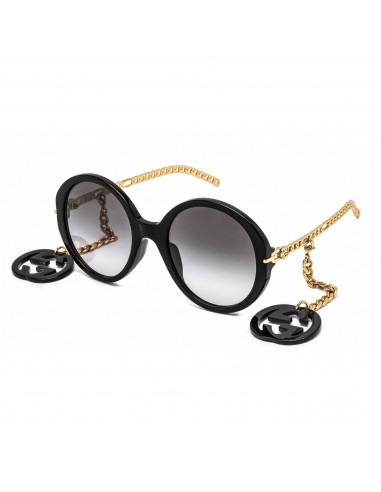 Gucci Women's Sunglasses - Black/Gold Plastic Round Full Rim Frame | GG0726S 001 Livraison rapide