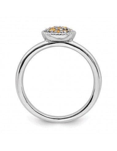 Sterling Silver Stackable Expressions Citrine Rhodium Ring | QSK320 de France