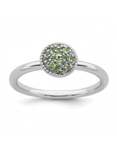 Sterling Silver Stackable Expressions Peridot Rhodium Ring | QSK322 pas cher