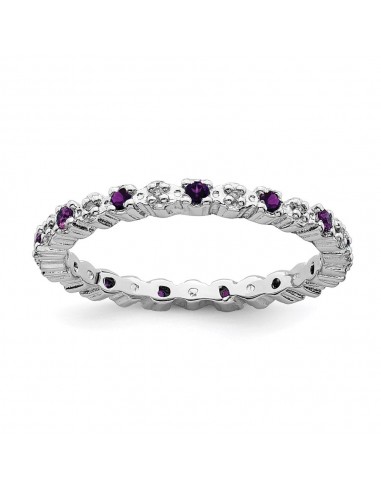 Sterling Silver Stackable Expressions Amethyst & Diamond Ring | QSK533 l'évolution des habitudes 