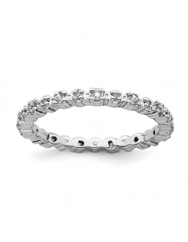 Sterling Silver Stackable Expressions White Topaz & Diamond Ring | QSK535 pas cher 