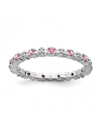 Sterling Silver Stackable Expressions Pink Tourm. & Diamond Ring | QSK541 à prix réduit toute l'année