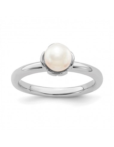 Sterling Silver Stack Exp. Polished White FW Cultured Pearl Ring | QSK611 prix