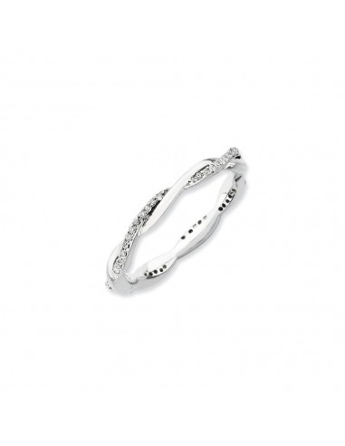 Sterling Silver Stackable Expressions Polished Diamond Ring | QSK633 Comparez plus de prix