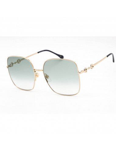 Gucci Women's Sunglasses - Gold Square Metal Full Rim Frame Green Lens | GG0879S 003 la chaussure