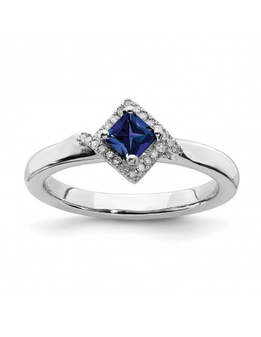 Sterling Silver Stackable Expressions Polished Cr. Sapphire & Dia Ring | QSK649 Le MVP de beaucoup