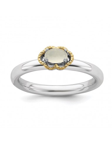 Sterling Silver & 14k Stackable Expressions Moonstone Polished Ring | QSK907 français