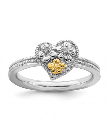 Sterling Silver & 14k Stackable Expressions Diamond Heart Ring | QSK911 chez Cornerstreet bien 