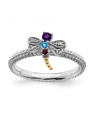 Sterling Silver&14k Stackable Expressions Gemstone & Diamond Dragonfly Ring | QSK912 ou a consommer sur place