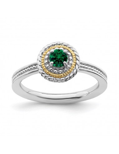 Sterling Silver & 14k Stackable Expressions Created Emerald Ring | QSK918 À commander