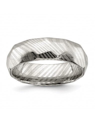 Damascus Steel Polished Faceted 7mm Band | SR679 paiement sécurisé