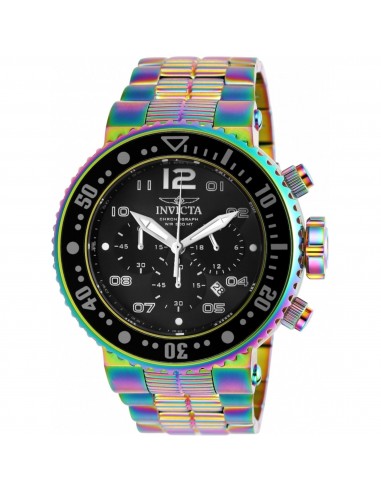 Invicta Men's Watch - Pro Diver Quartz Chrono Black Dial Iridescent Bracelet | 25078 shop