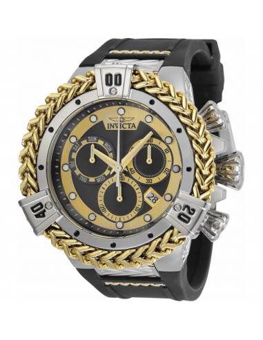 Invicta Men's Dive Watch - Bolt Chronograph Gold and Black Dial Silicone Strap | 35580 soldes