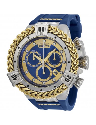 Invicta Men's Dive Watch - Bolt Chronograph Gold and Blue Dial Silicone Strap | 35581 Economisez 