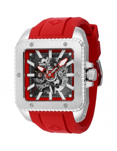 Invicta Men's Watch - Cuadro Mechanical Silver Tone, Red and Grey Dial Strap | 44002 de la marque