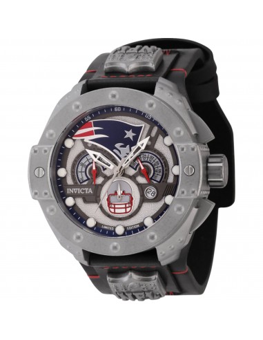 Invicta Men's Watch - NFL New England Patriots Quartz Silver and Black Strap | 45122 Les magasins à Paris et en Île-de-France