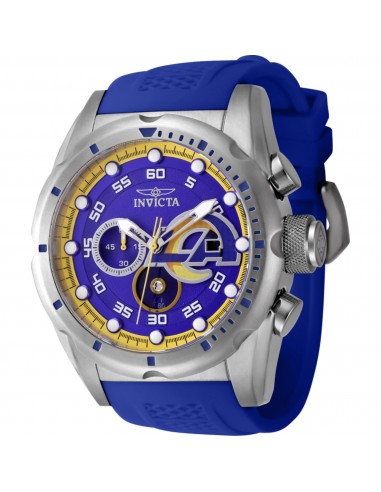 Invicta Men's Watch - NFL Los Angeles Rams Chronograph Blue Silicone Strap | 45521 d'Europe débarque