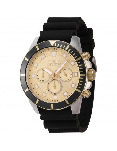 Invicta Men's Watch - Pro Diver Chronograph Black and Gold Tone Bezel Strap | 46084 2023