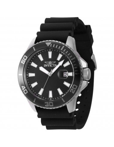 Invicta Men's Quartz Watch - Pro Diver Black/Silver Tone Bezel Silicone Strap | 46087 En savoir plus