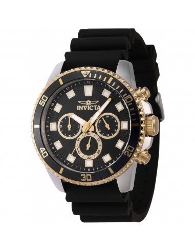 Invicta Men's Chronograph Watch - Pro Diver Black and Gold Tone Bezel Strap | 46120 pas cher