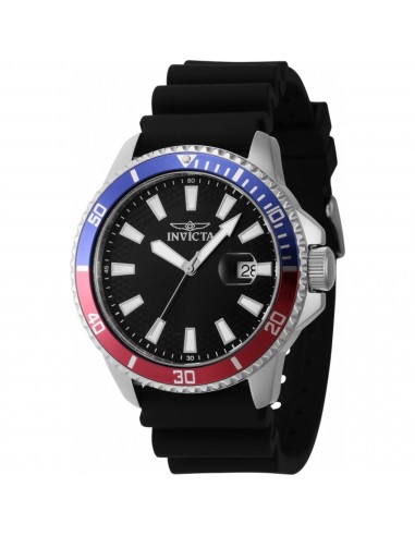 Invicta Men's Watch - Pro Diver Date Blue/Red/Silver Tone Bezel Black Dial | 46131 Economisez 