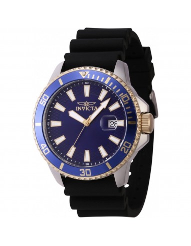 Invicta Men's Quartz Watch - Pro Diver Date Blue Dial Black Silicone Strap | 46133 Livraison rapide