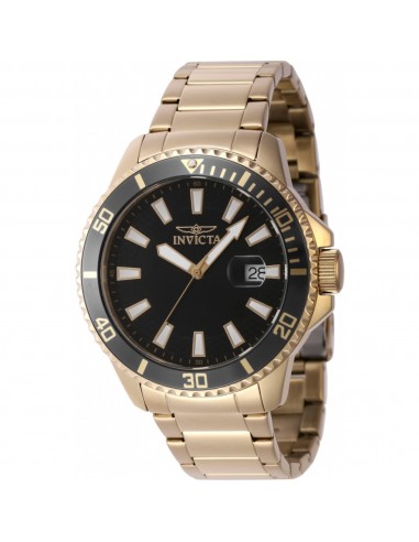 Invicta Men's Watch - Pro Diver Date Quartz Black Dial Yellow Gold Bracelet | 46137 de pas cher