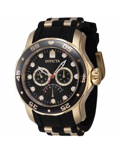 Invicta Men's Watch - Pro Diver Quartz Day-Date Black and Yellow Gold Strap | 46964 pas cher