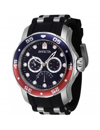 Invicta Men's Watch - Pro Diver Quartz Day-Date Blue/Red/Silver Tone Bezel | 46968 pas chere