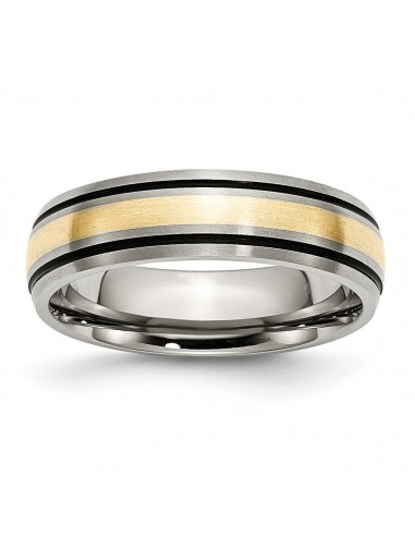 Titanium Grooved 14k Yellow Inlay 6mm Brushed and Antiqued Band | TB108 le concept de la Pate a emporter 