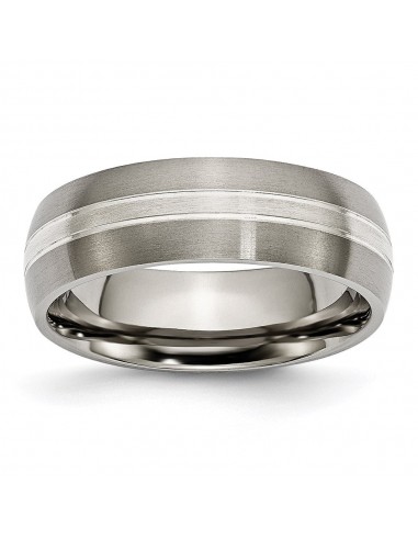 Titanium Grooved 7mm Sterling Silver Inlay Brushed/Polished Band | TB138 Par le système avancé 