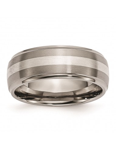 Titanium Ridged Edge Sterling Silver Inlay 8mm Brushed/Polished Band | TB16 2024