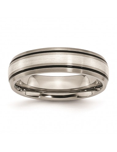 Titanium Grooved Sterling Silver Inlay 6mm Brushed/Polished Band | TB17 hantent personnes