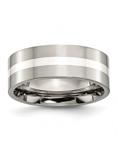 Titanium Sterling Silver Inlay Flat 8mm Polished Band | TB209 Découvrez la collection