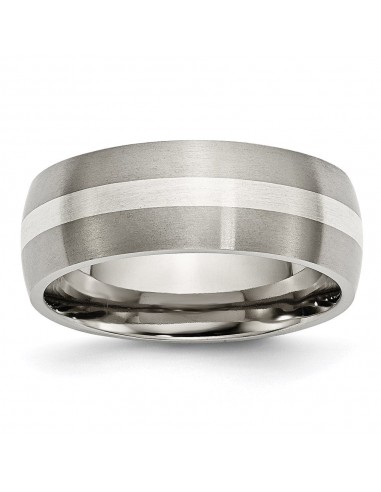 Titanium Sterling Silver Inlay 8mm Brushed Band | TB211 sur le site 