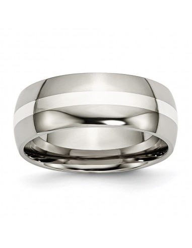 Titanium Sterling Silver Inlay 8mm Polished Band | TB212 Profitez des Offres !