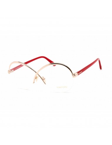 Tom Ford Women's Eyeglasses - Shiny Rose Gold Metal Oval Half Rim Frame | FT5761 028 de pas cher