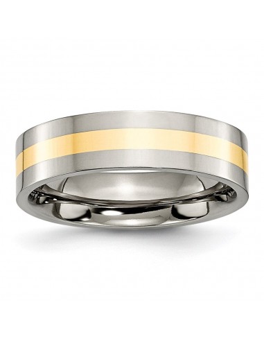 Titanium 14k Yellow Inlay Flat 6mm Polished Band | TB219 rembourrage situé sous